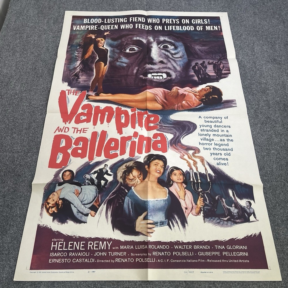 VTG 1960 The Vampire and the Ballerina‎ Horror Movie Poster 27x41 United Artists
